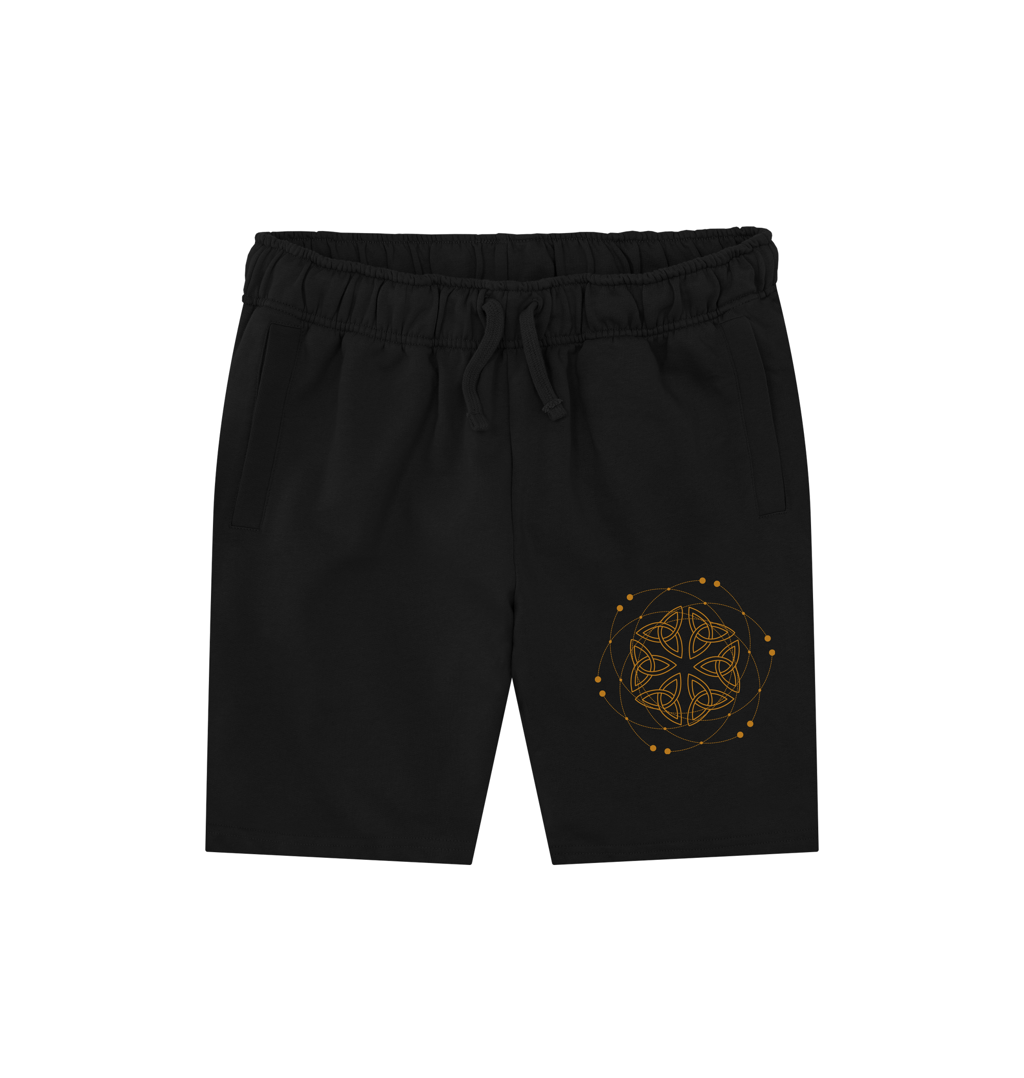 Black Printed Mens Shorts Front