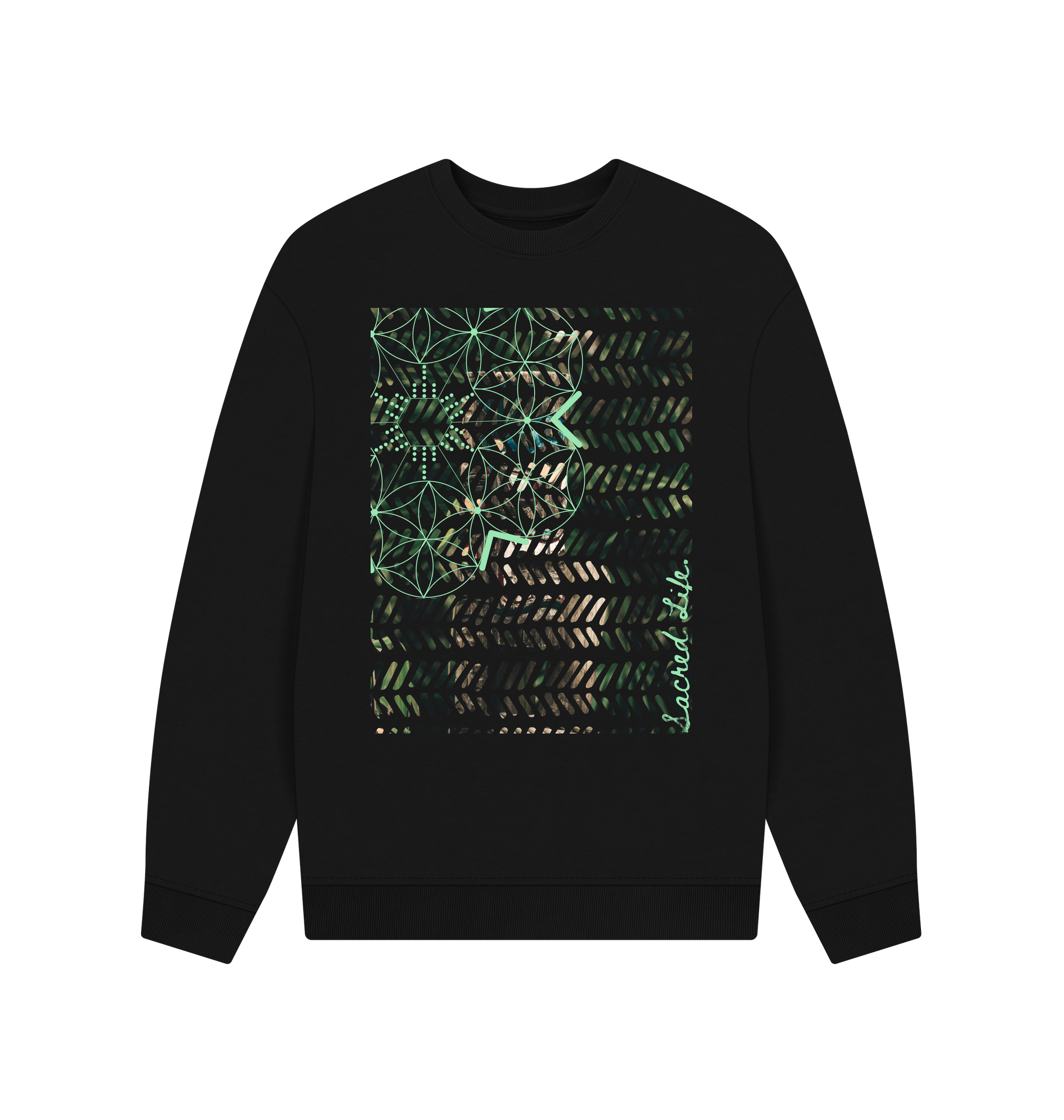 Black Printed Sweater Front