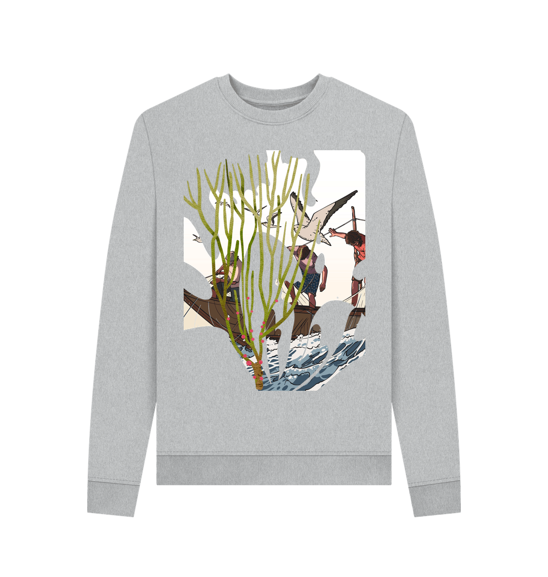 Grey Recycled Printed Sweater Front