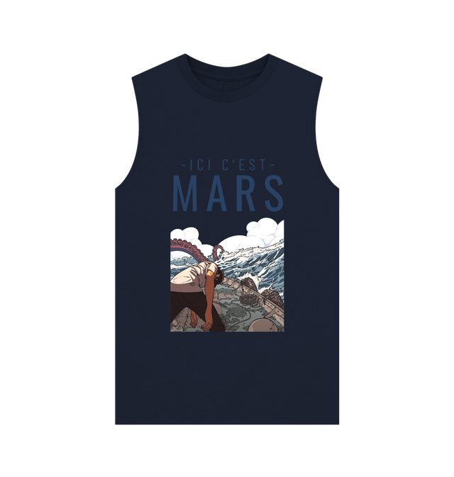 Navy Blue Printed Vest Top