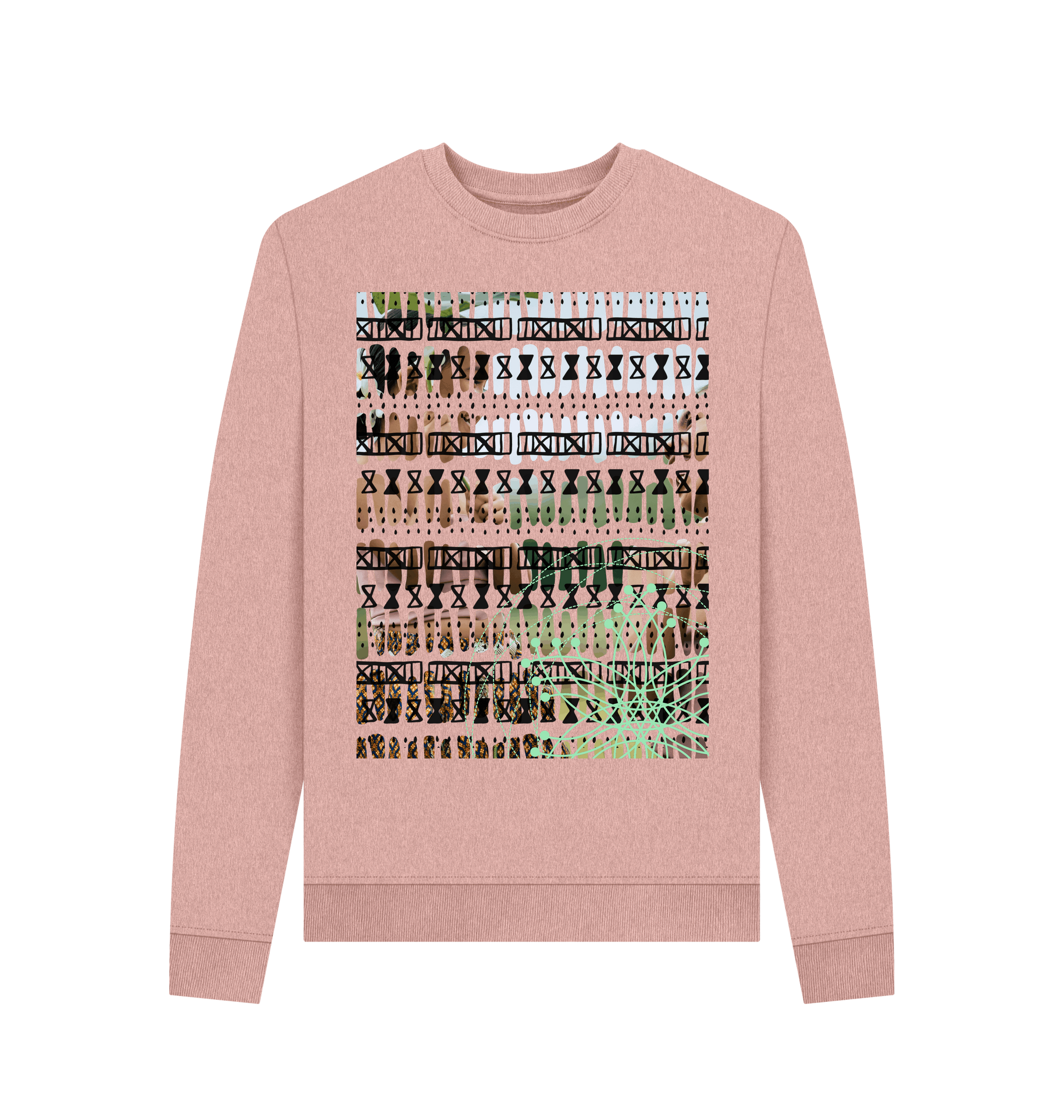 Sunset Pink Recycled Printed Sweater Front