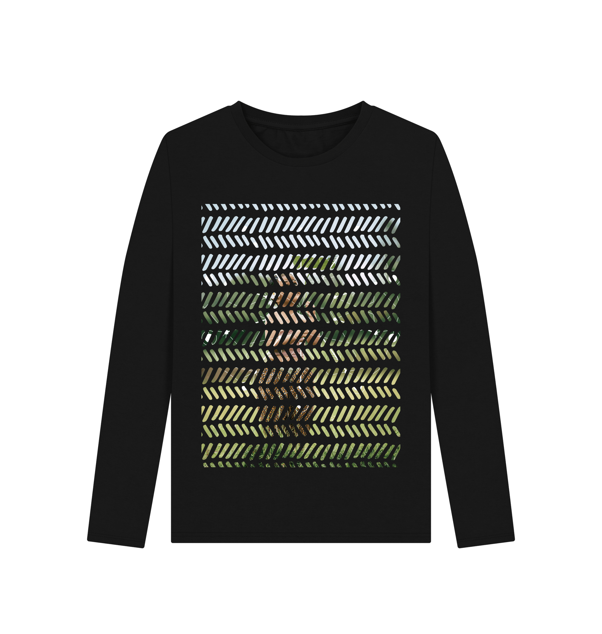Black Printed Long Sleeve T Shirt Front