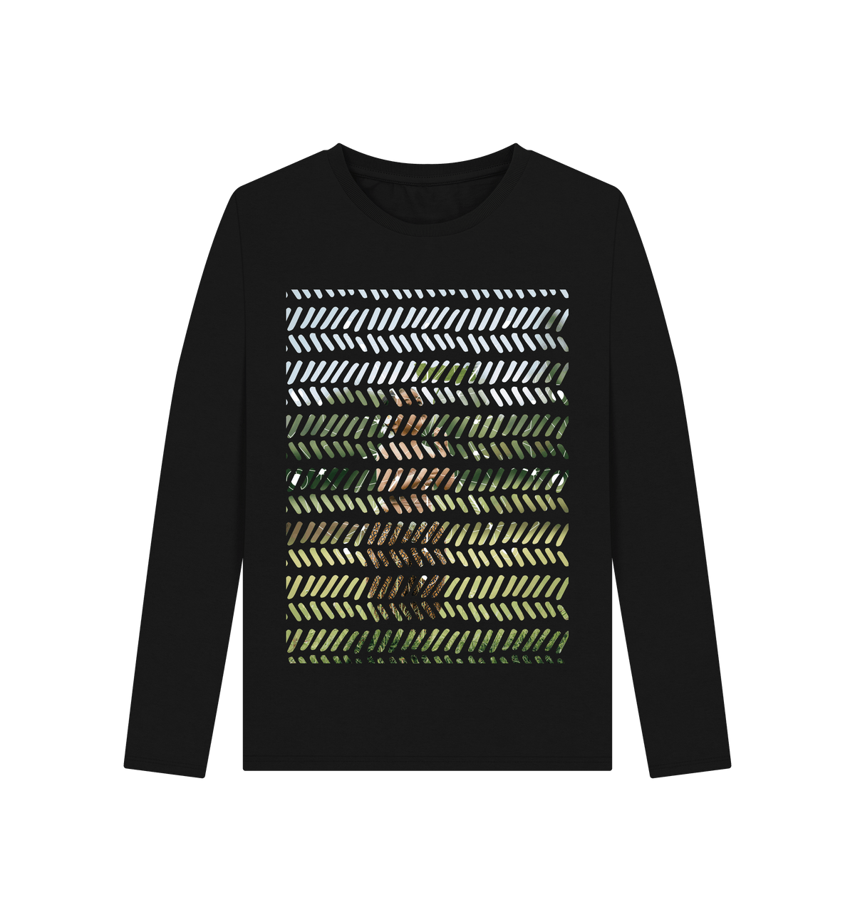 Black Printed Long Sleeve T Shirt Front
