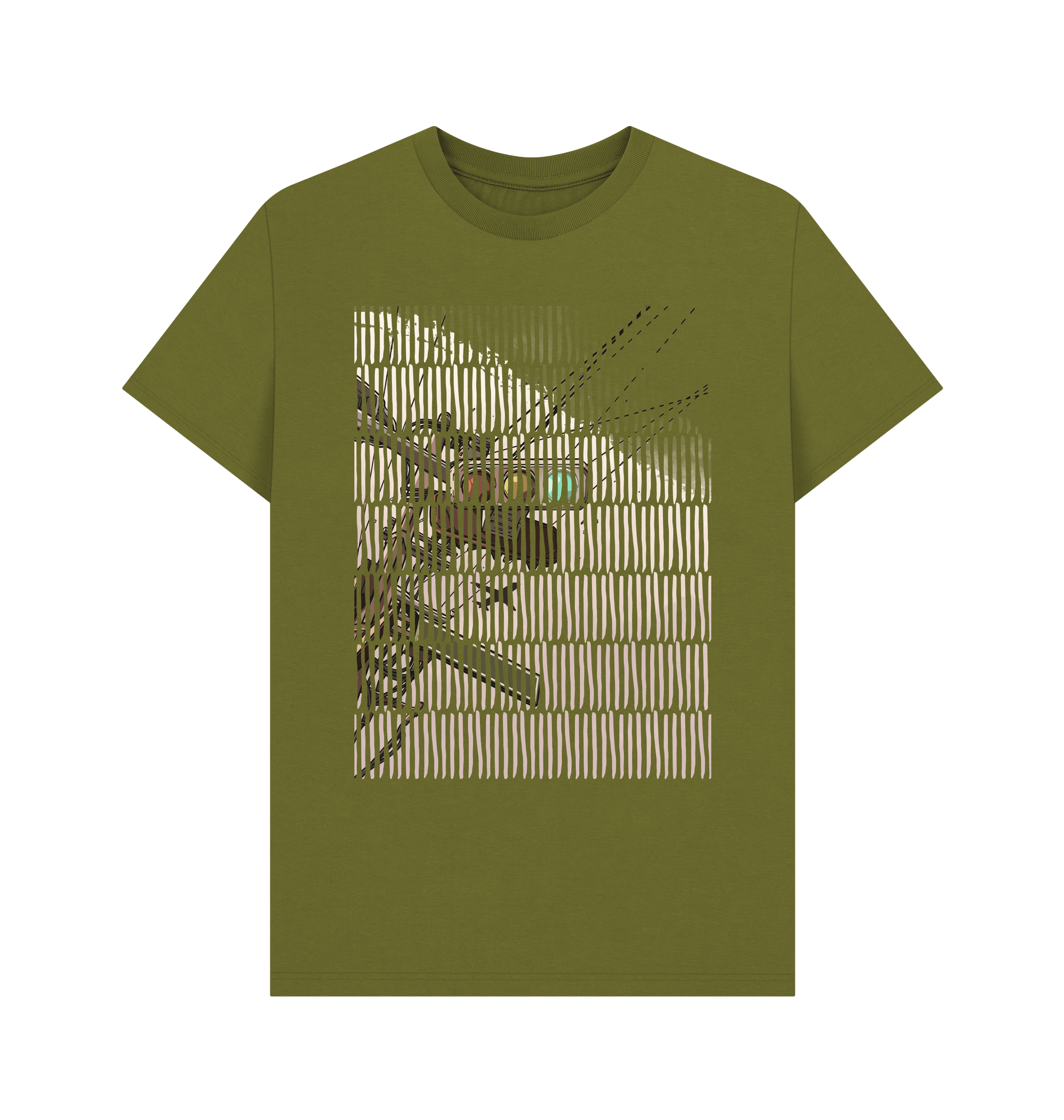 Moss Green Printed T-shirt Front