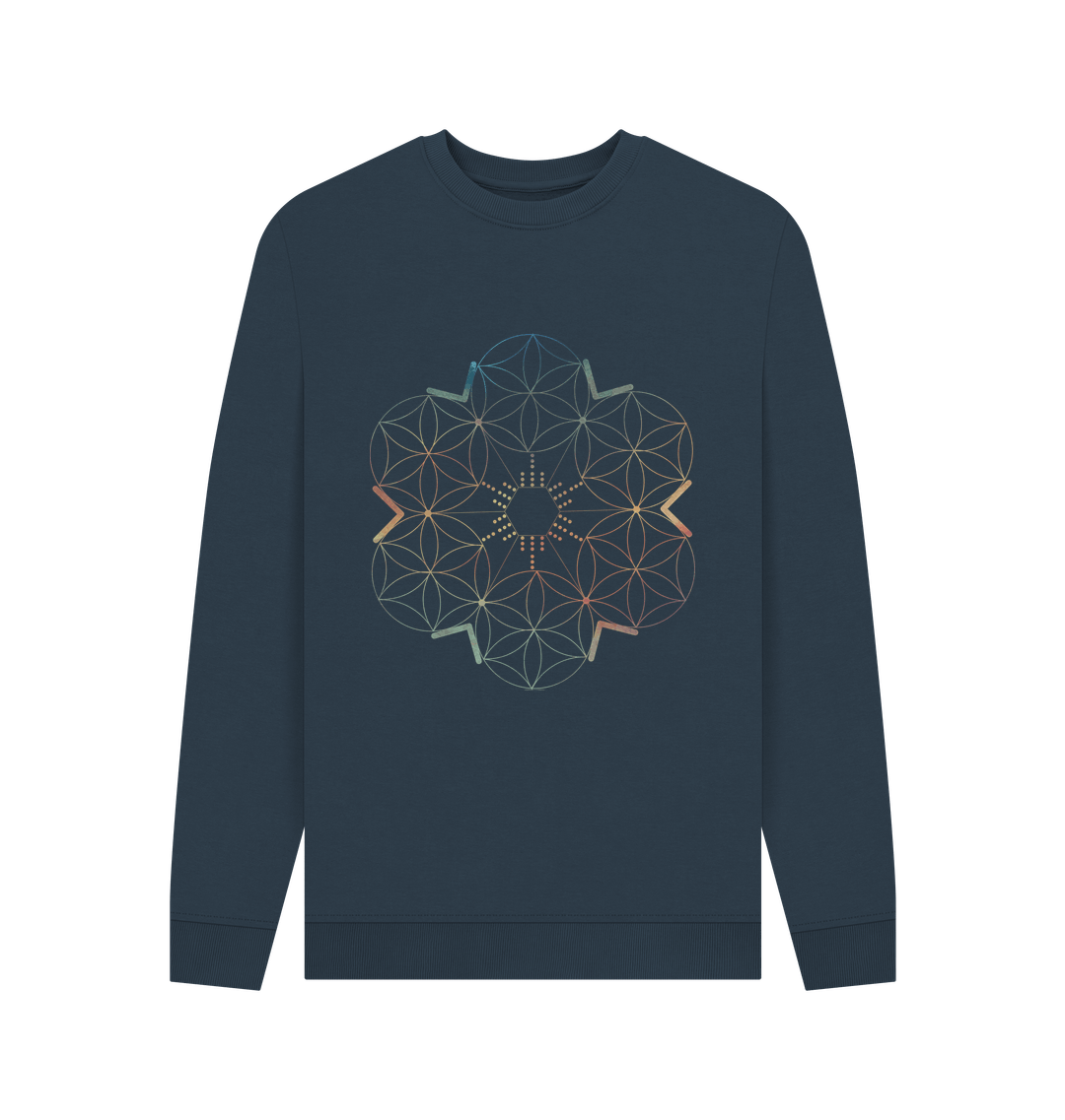 Navy Blue Printed Sweater Front
