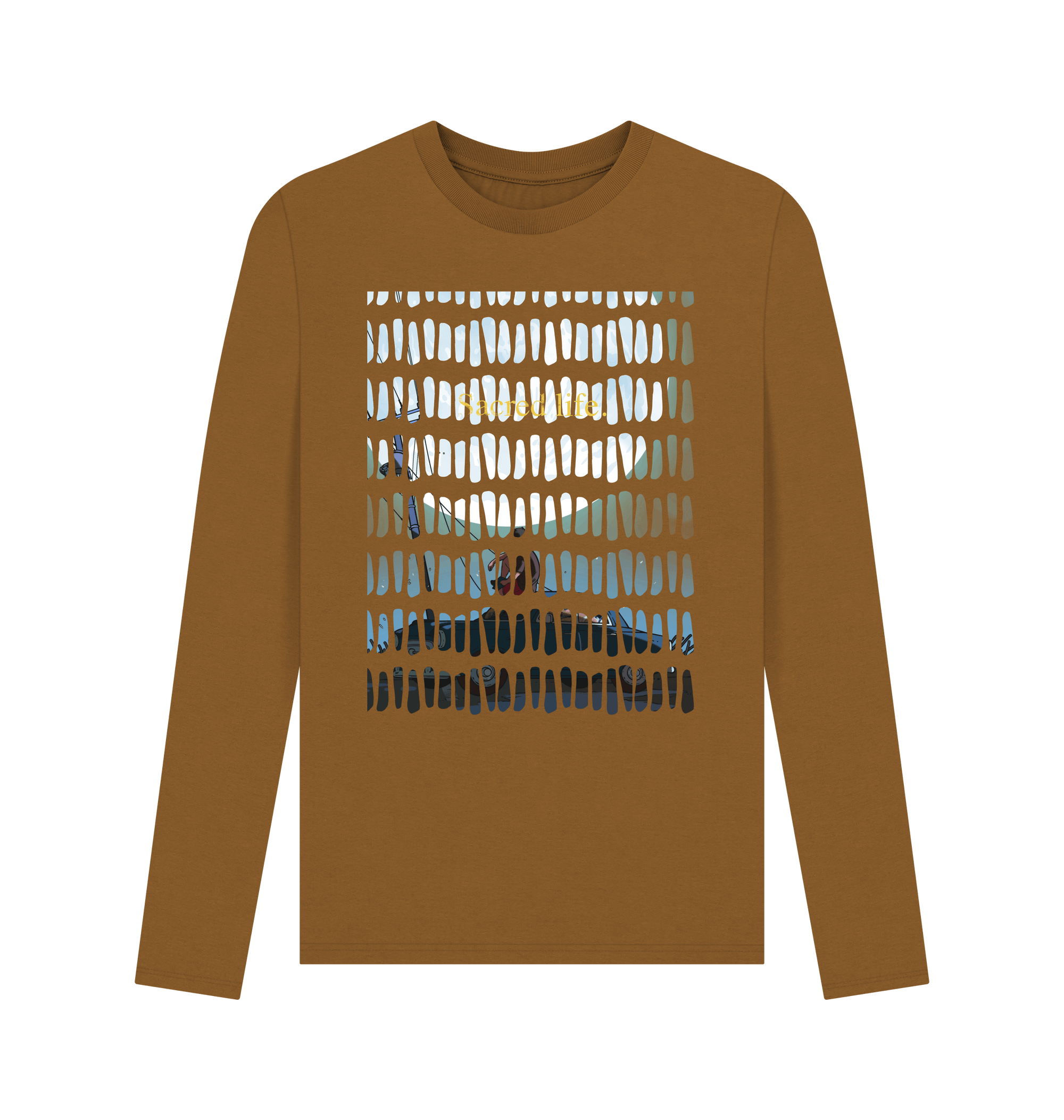 Brown Printed Long Sleeve T Shirt Front