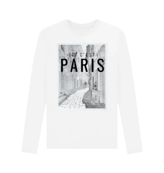 White Printed Long Sleeve T Shirt