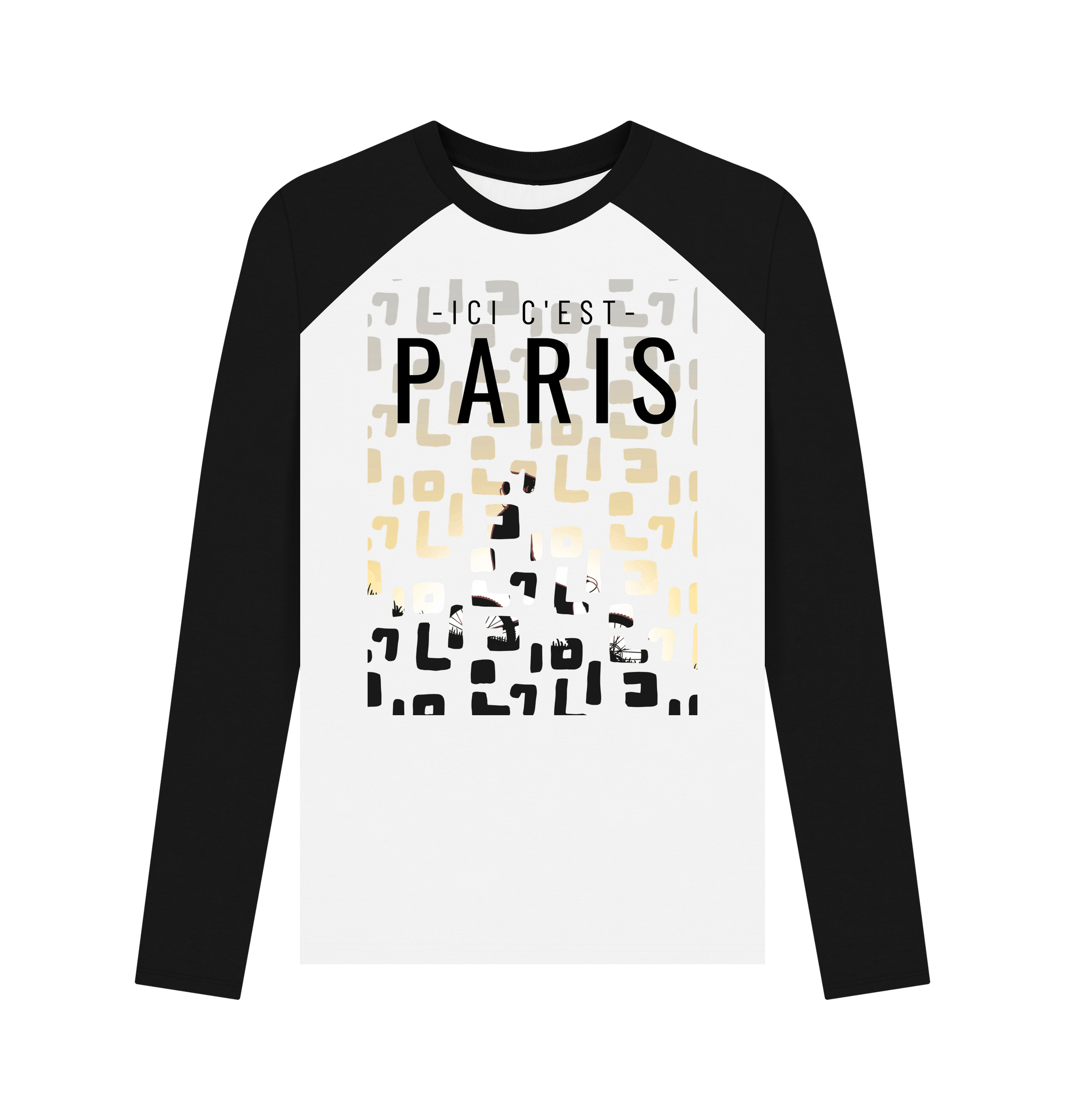 Black-White Printed Baseball T-shirt Front