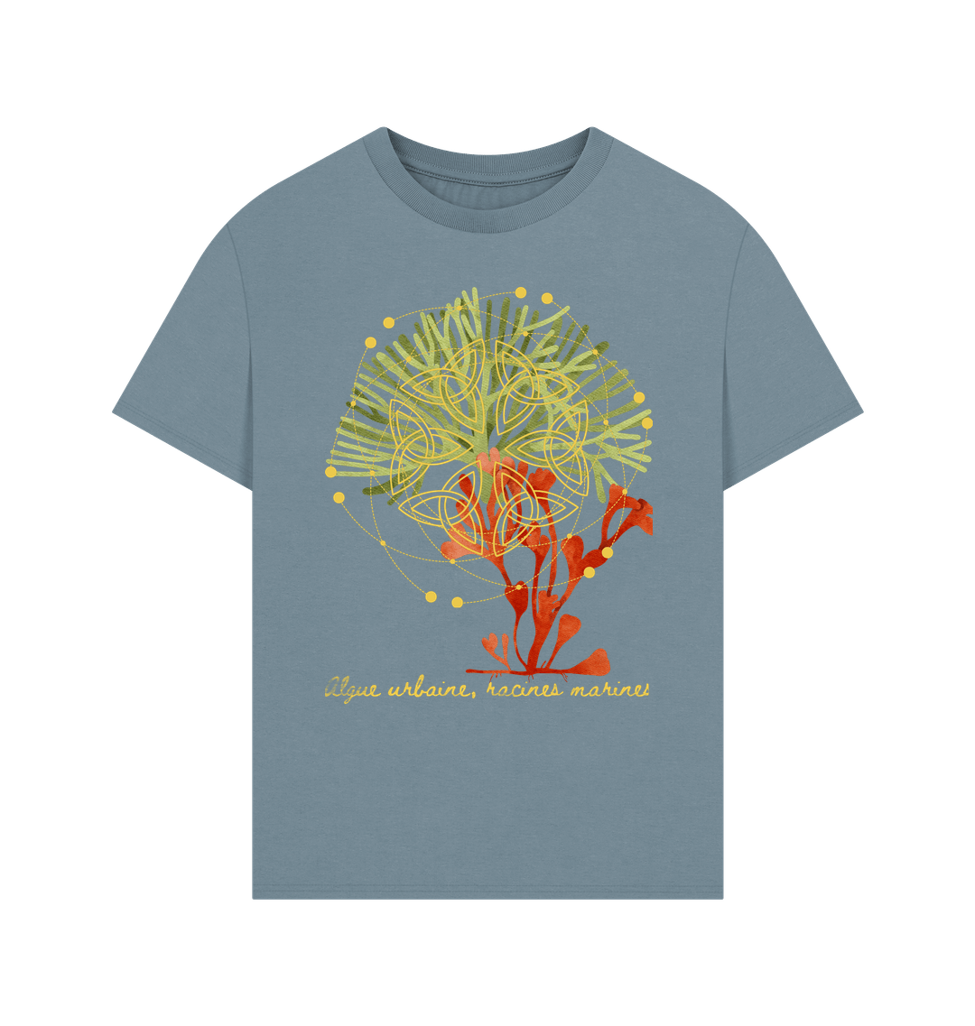 Stone Blue Printed T-shirt Front