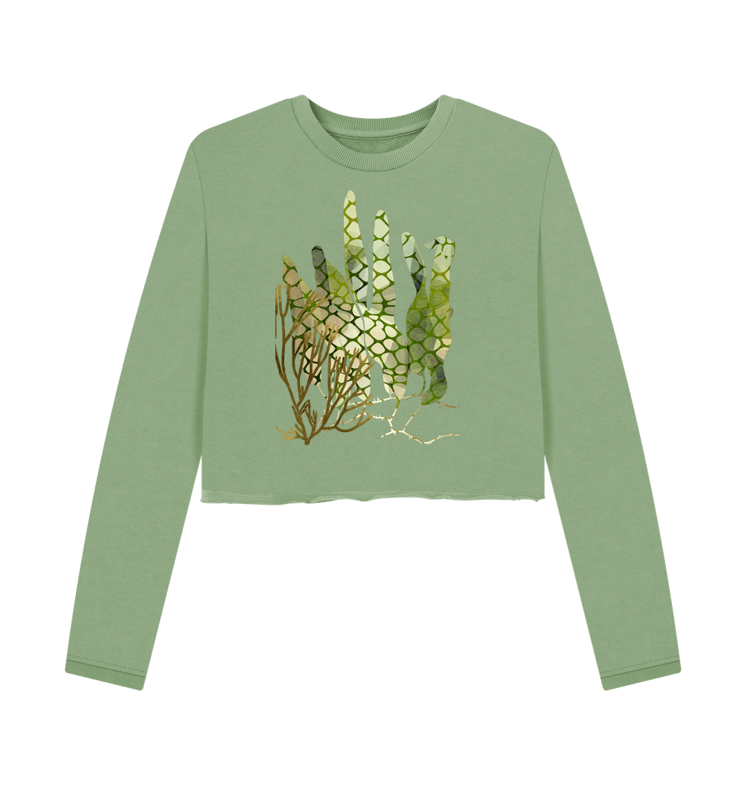 Sage Printed Boxy Jumpers Front
