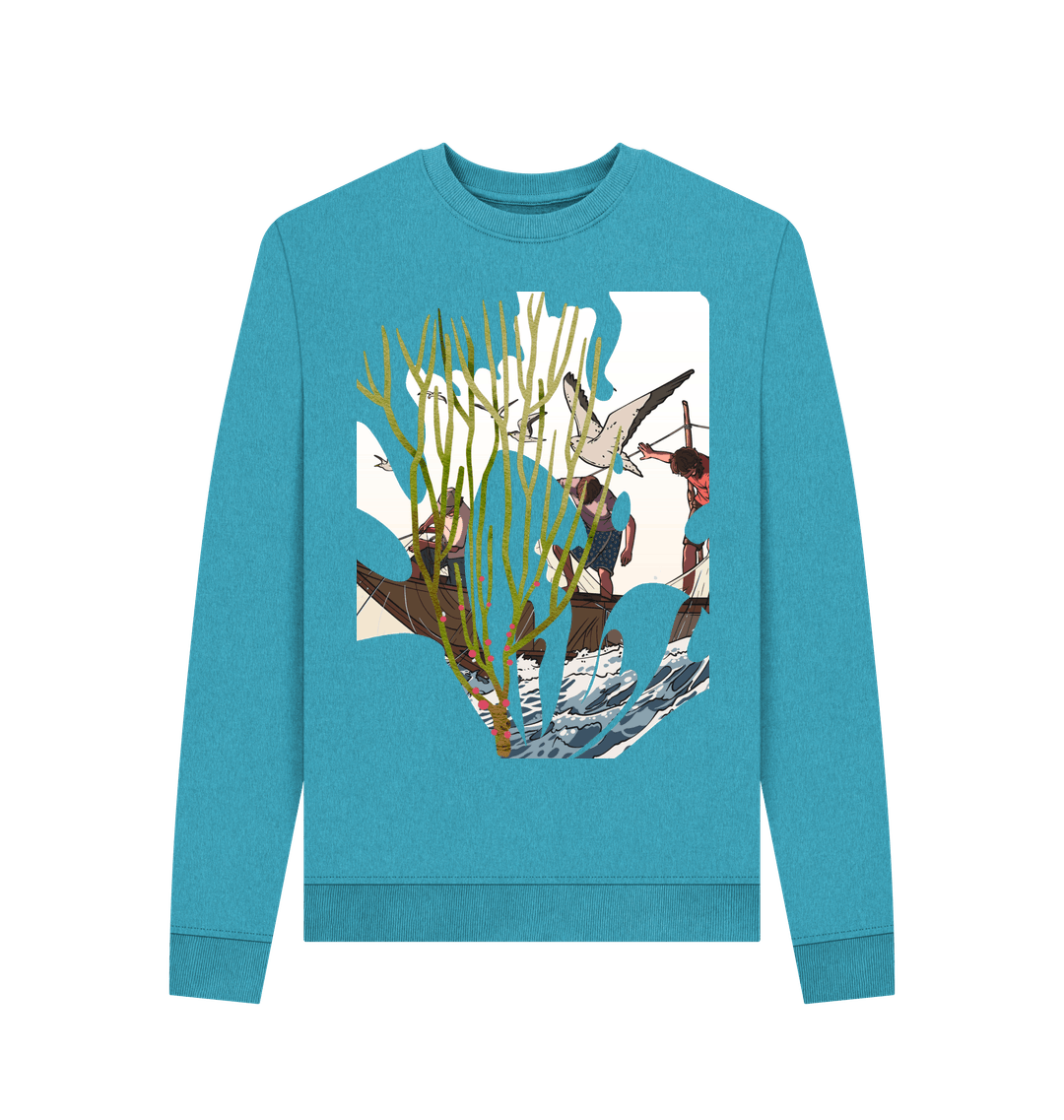Ocean Blue Recycled Printed Sweater Front