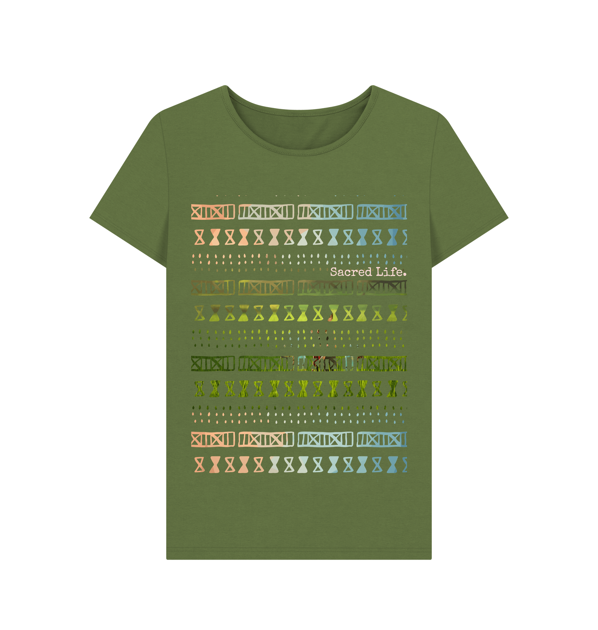 Khaki Printed T-shirt Front