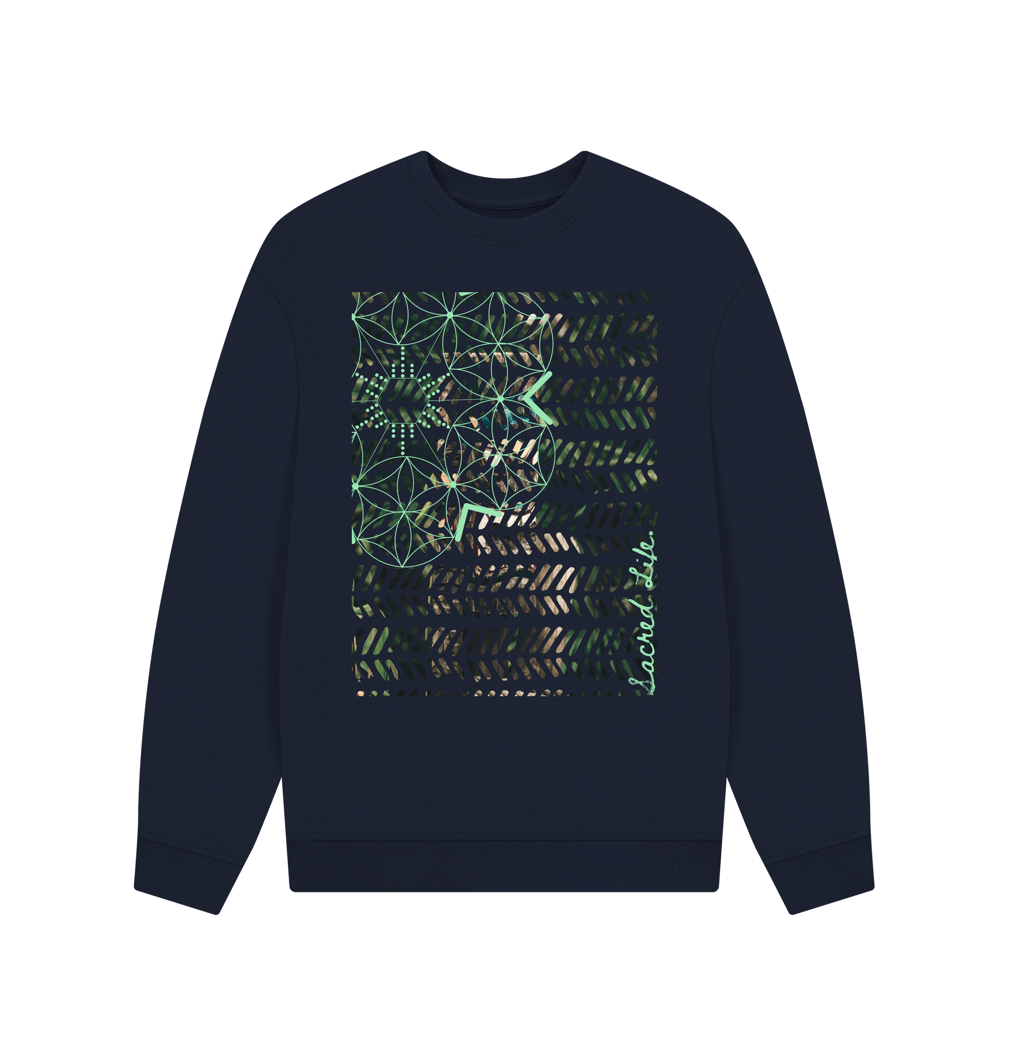 Navy Blue Printed Sweater Front
