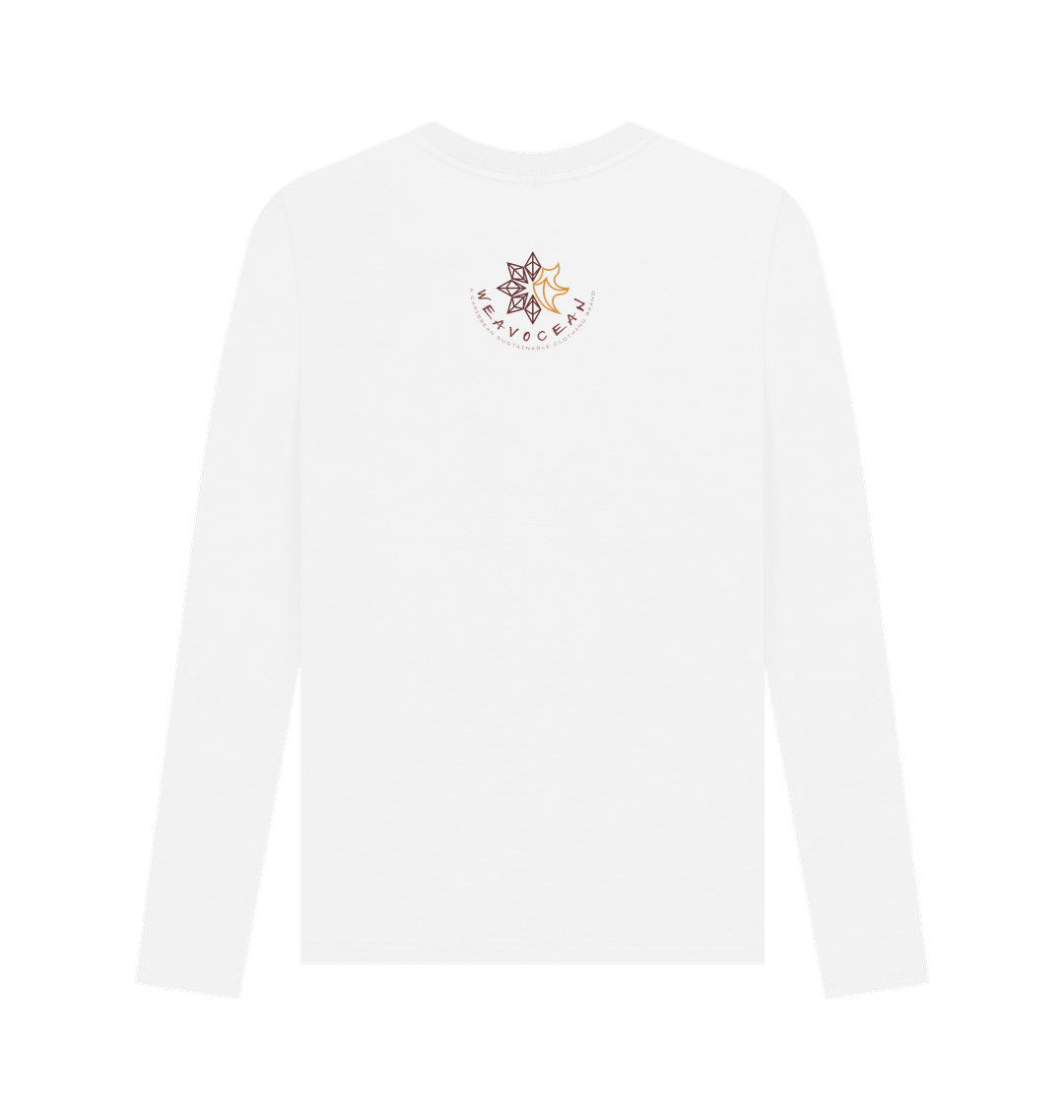 White Printed Long Sleeve T Shirt Back