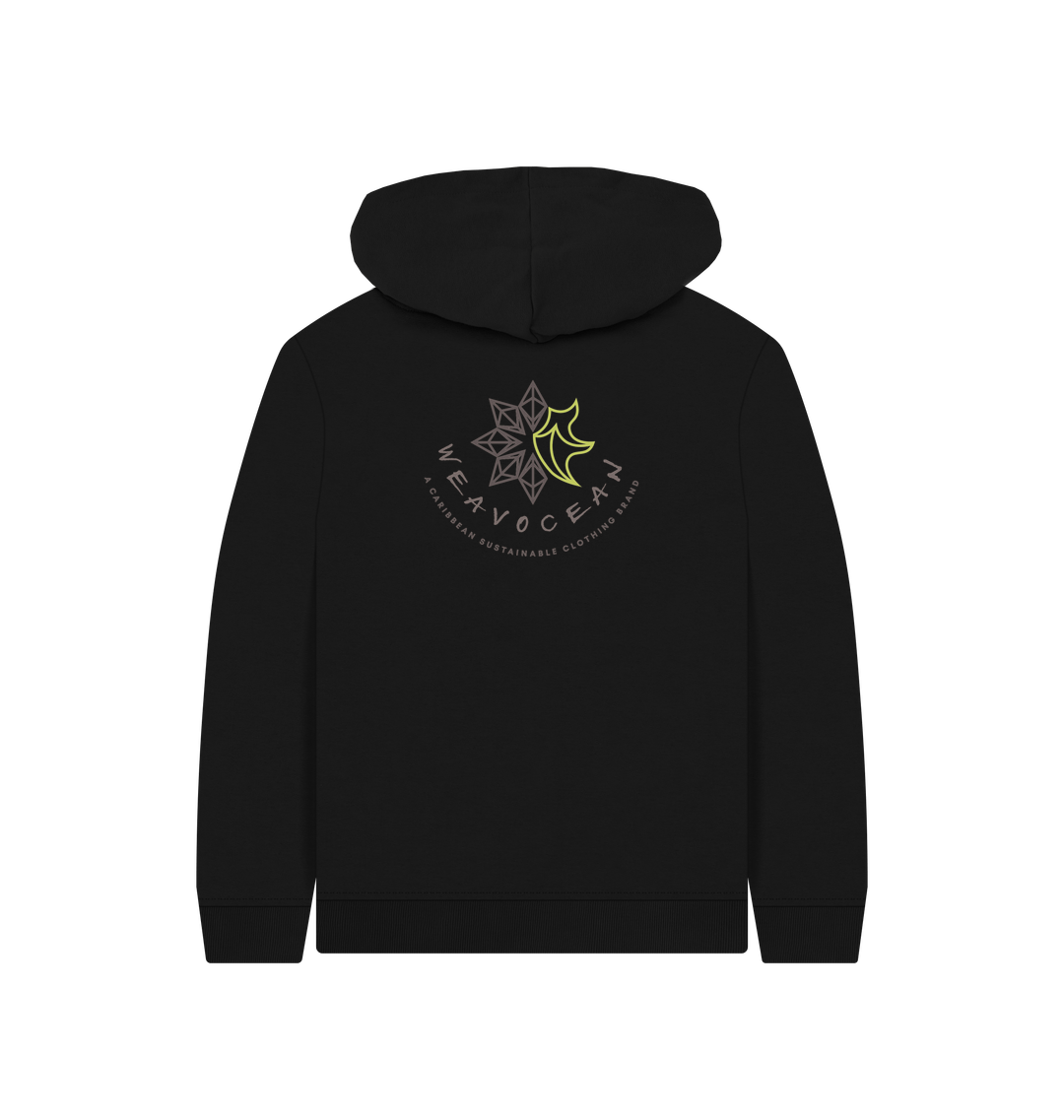 Black Printed Kids Hoodie Back