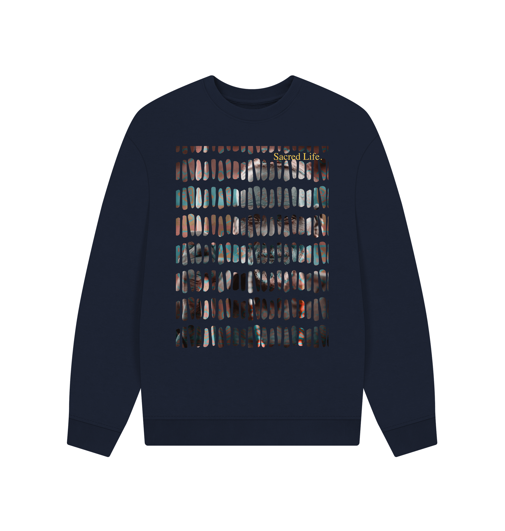 Navy Blue Printed Sweater Front