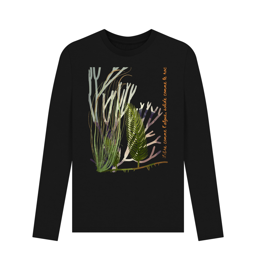 Black Printed Long Sleeve T Shirt Front